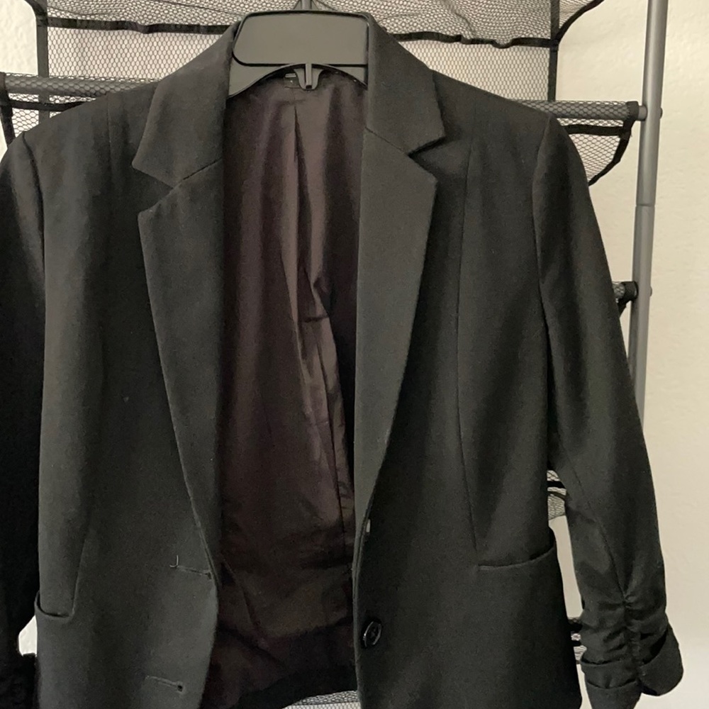 Express blazer looks nice with blue jeans